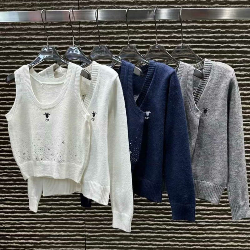 DIOR 디올 슬리브 니트& 가디건 세트