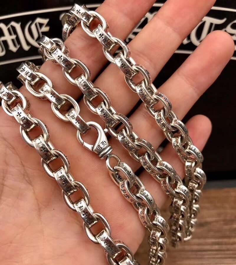CHROME HEARTS 크롬하츠 남녀공용 925실버 이니셜체인 목걸이 50~75cm