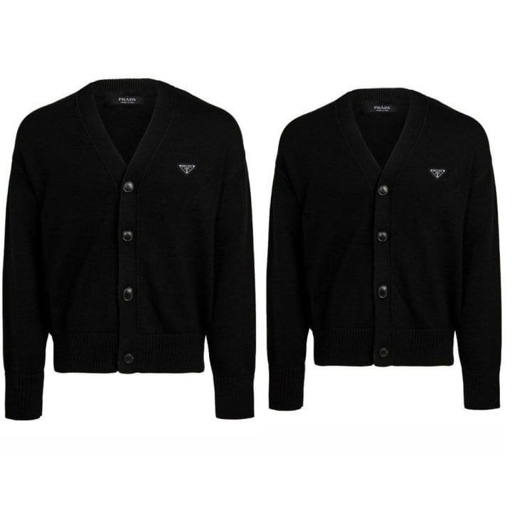 PRADA 프라다 트라이앵글 플레이트 가디건