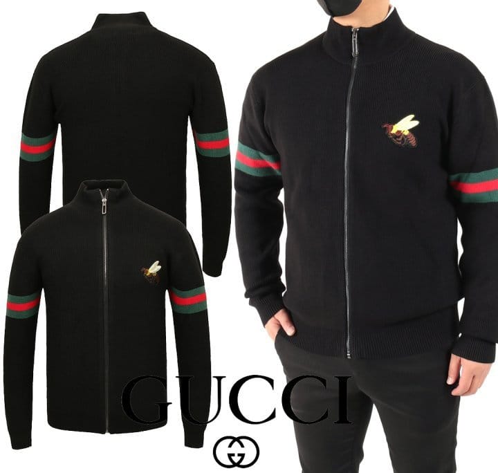 GUCCI 구찌 비 패치 하이넥 울니트 집업