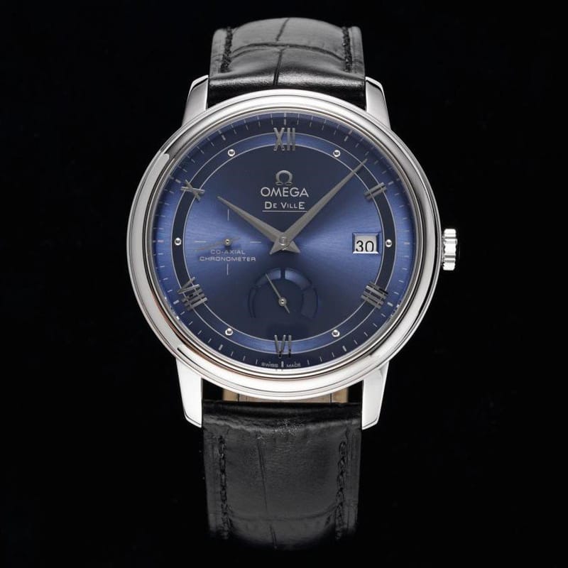 OMEGA 오메가 드빌 네이비 다이얼 드레스 워치 가죽 스트랩 424.13.40.21.03.002