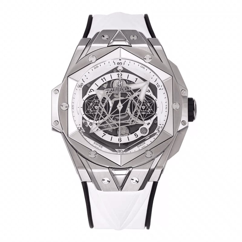 HUBLOT 위블로 빅뱅 상 블루 킹 크로노 실버 화이트 스트랩 418.NX.1107.RX.MXM1