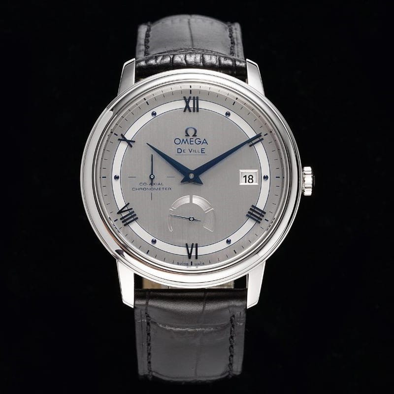 OMEGA 오메가 드빌 그레이 다이얼 드레스 워치 가죽 스트랩 424.13.40.21.02.003