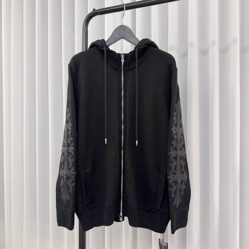 CHROME HEARTS 크롬하츠 레더 플로랄 패치 후드집업