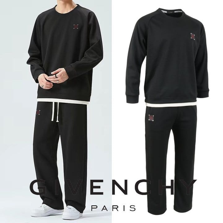 GIVENCHY 지방시 레더로고 레이어드 맨투맨 셋업