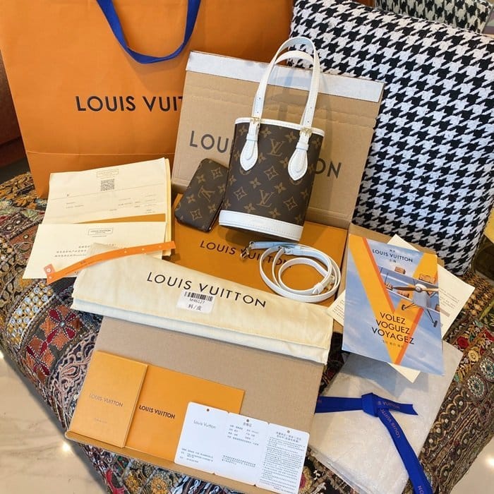 LOUIS VUITTON 루이비통 여성 브라운 나노 버킷백 lv208x
