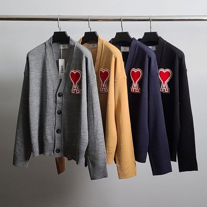 AMI 아미 빅하트패치 울 오버핏 가디건