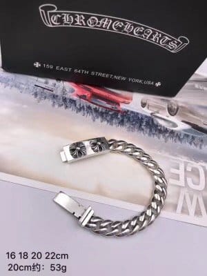 CHROME HEARTS 크롬하츠 남녀공용 925실버 쌍십자 팔찌 16~22cm
