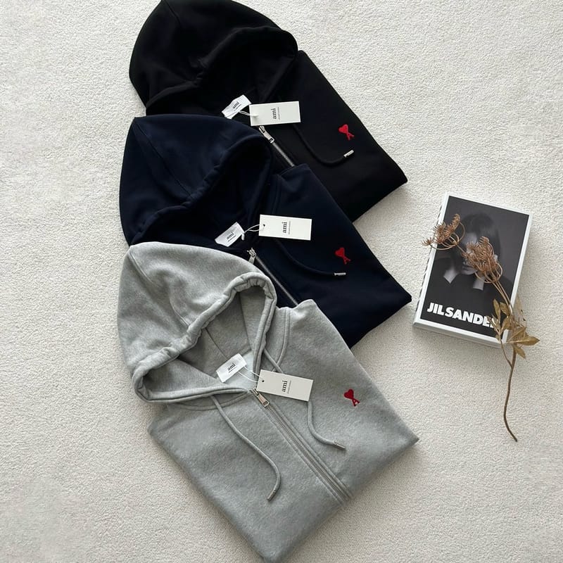 AMI 아미 지퍼 스웨트 셔츠