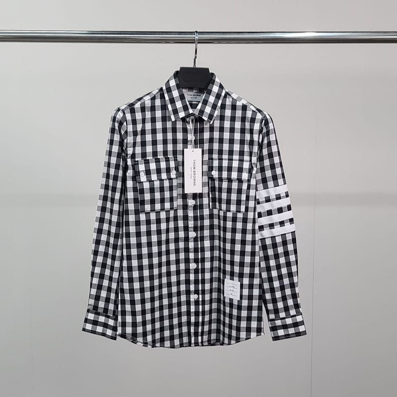 THOM BROWNE 톰브라운 사선완장 건클럽 체크 셔츠
