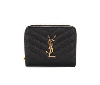 SAINT LAURENT 생로랑 캐비어 컴팩트 반지갑 (금장/은장)