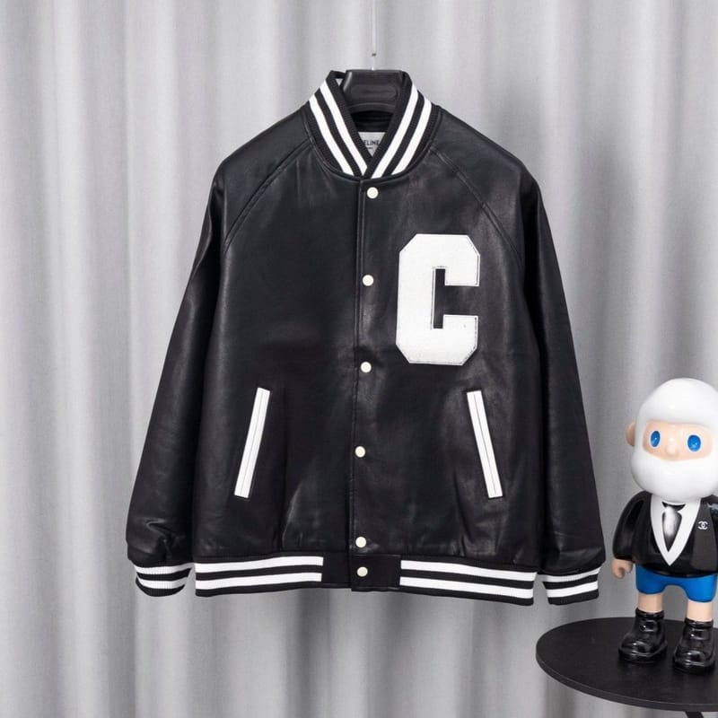 CELINE 셀린느 레더 바시티 자켓