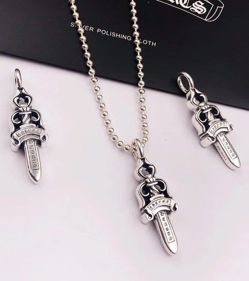 CHROME HEARTS 크롬하츠 남녀공용 925실버 대거 목걸이 65cm