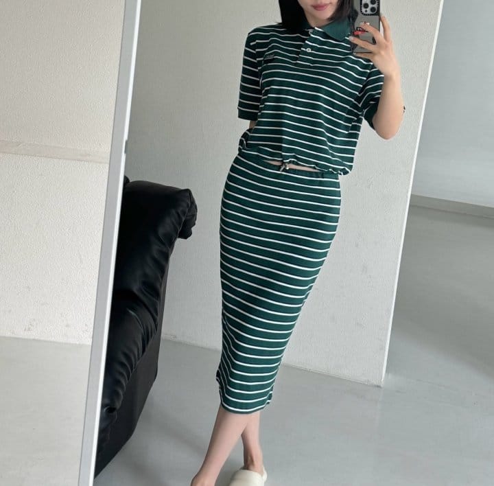 PRADA 프라다 실크 피케 그린 셋업