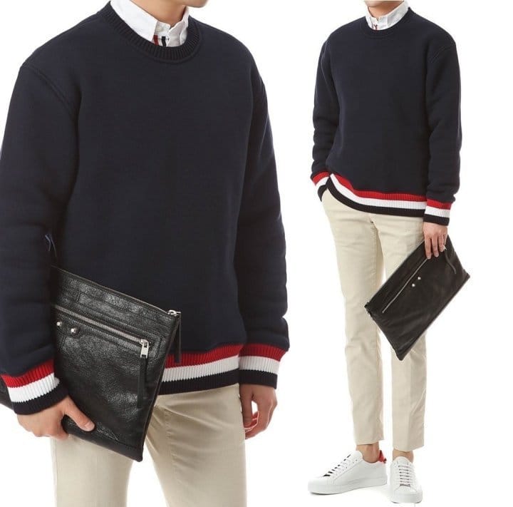 THOM BROWNE 톰브라운 삼선텝 라이닝 커플 맨투맨