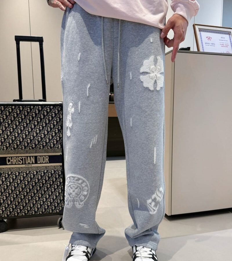 CHROME HEARTS 크롬하츠 홀스슈 레더 크로스 스웻 팬츠 2COLOR