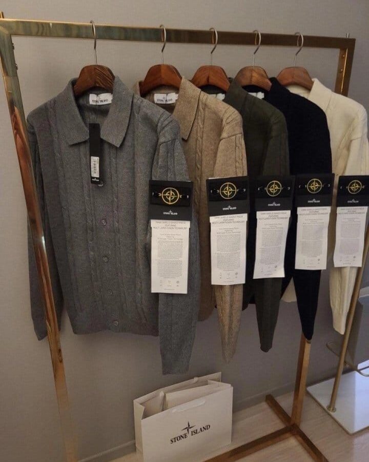 STONE ISLAND 스톤아일랜드 카라 단추 케이블 가디건
