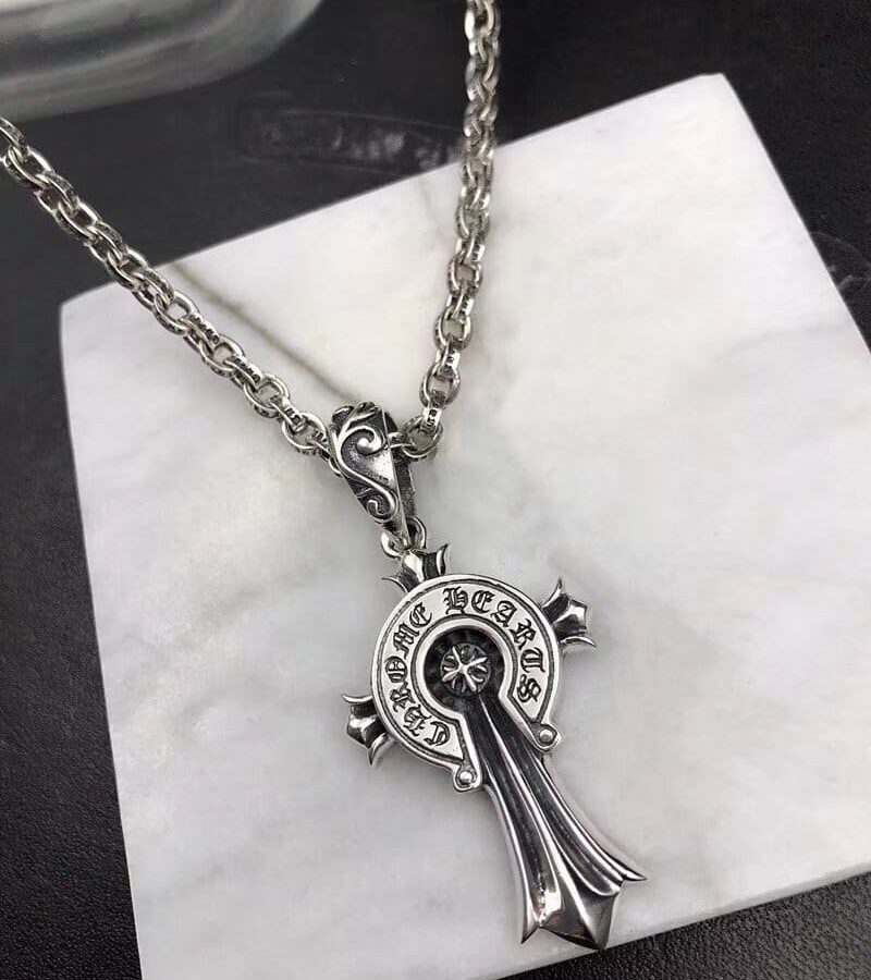 CHROME HEARTS 크롬하츠 남녀공용 925실버 십자 목걸이 65cm
