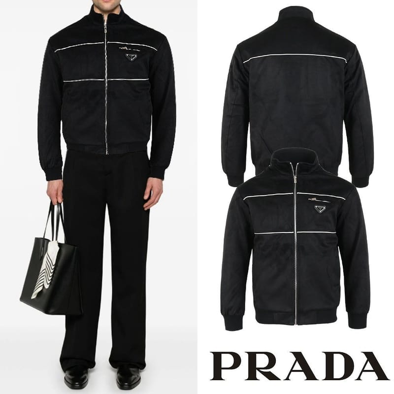 PRADA 프라다 클래식 삼각 누빔 스웨이드 자켓