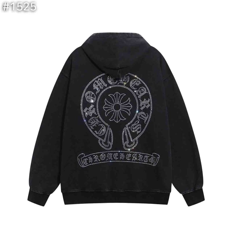 CHROME HEARTS 크롬하츠 비즈 포인트 레더 크로스 후드티셔츠