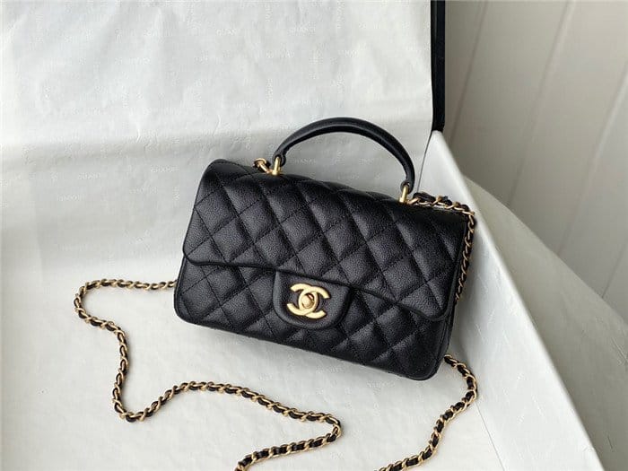 CHANEL 샤넬 캐비어 탑핸들 뉴미니 플랩백 AS2431