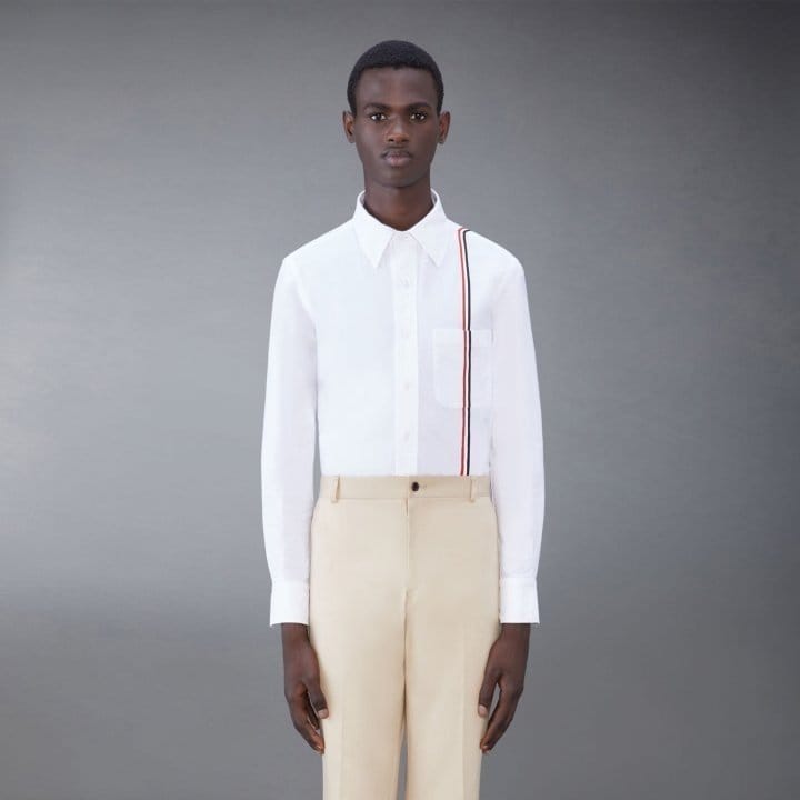 THOM BROWNE 톰브라운 스트라이프 그로그랭 루프 탭 옥스포드 셔츠