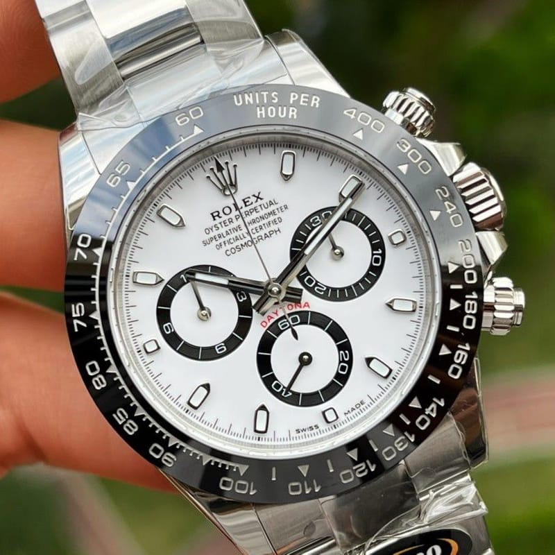 ROLEX 로렉스 데이토나 크로노그래프 팬더 화이트 다이얼 바인덱스 세라믹베젤 러버밴드 40mm 116500