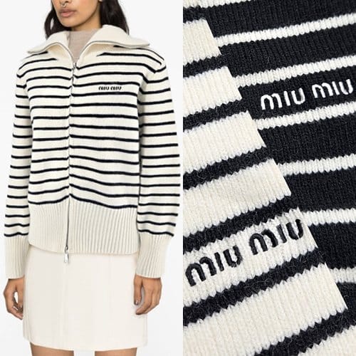 MIUMIU 미우미우 단가라 풀집업 니트