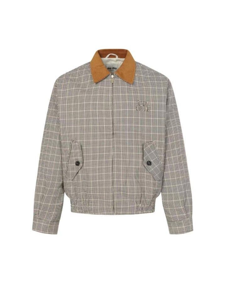 MIUMIU 미우미우 체크 패턴 블루종 자켓