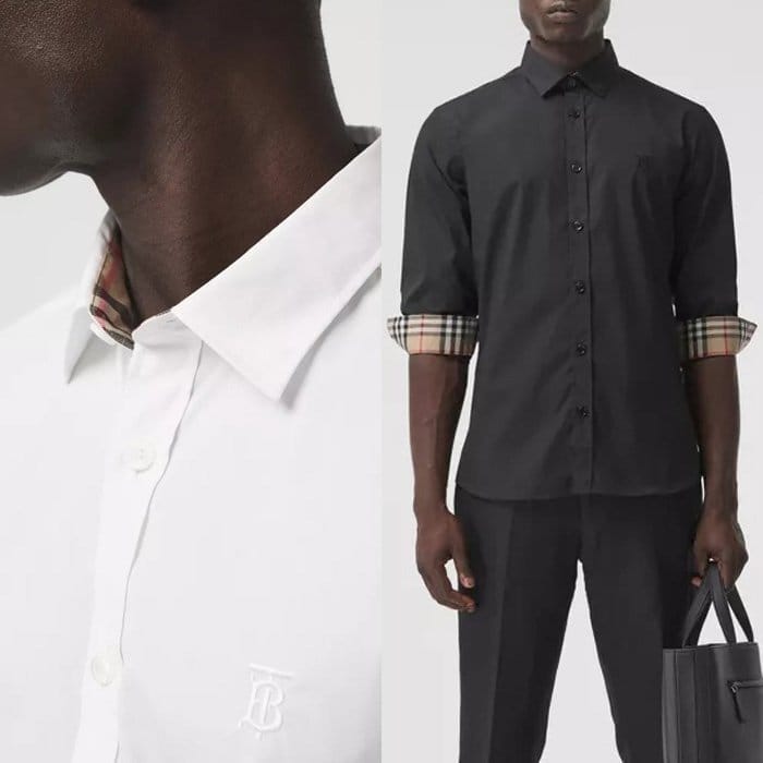 BURBERRY 버버리 TB 모노그램 체크 포인트 셔츠