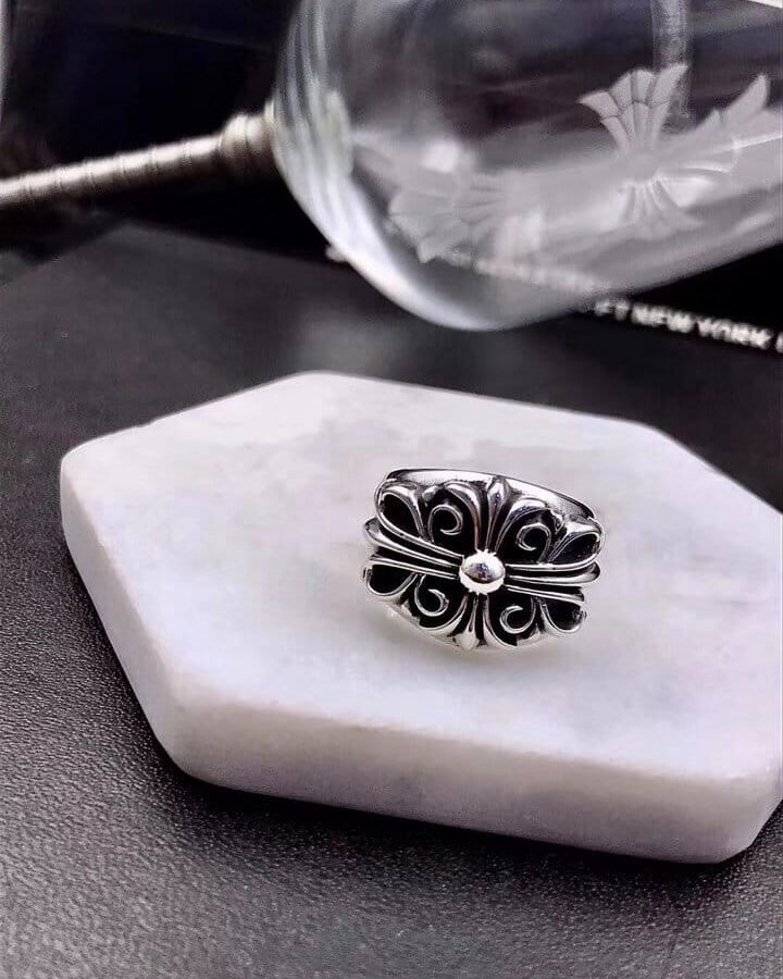 CHROME HEARTS 크롬하츠 남녀공용 925실버 십자꽃 반지 12~24호