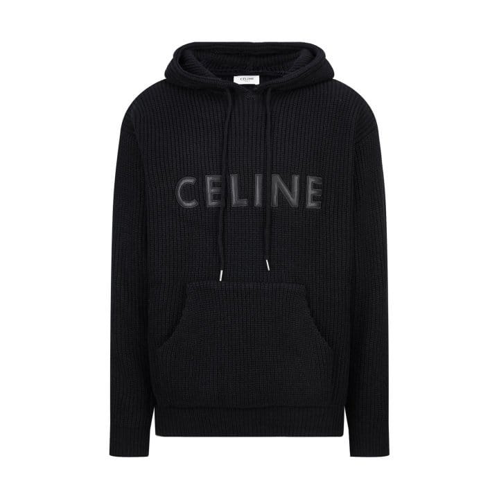 CELINE 셀린느 레더 오버사이즈 후드 스웨터