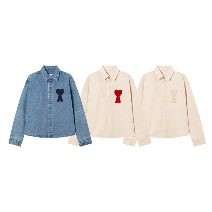 AMI 아미 여성 빅 하트 코튼 셔츠 자켓