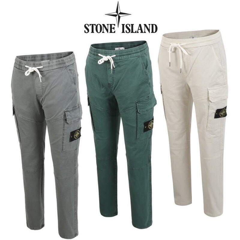 STONE ISLAND 스톤아일랜드 피그먼트 밴딩 카고 일자팬츠