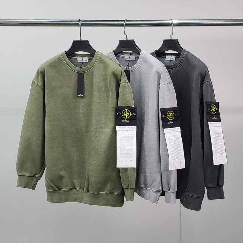 STONE ISLAND 스톤아일랜드 로고와펜 피그먼트 기모 맨투맨