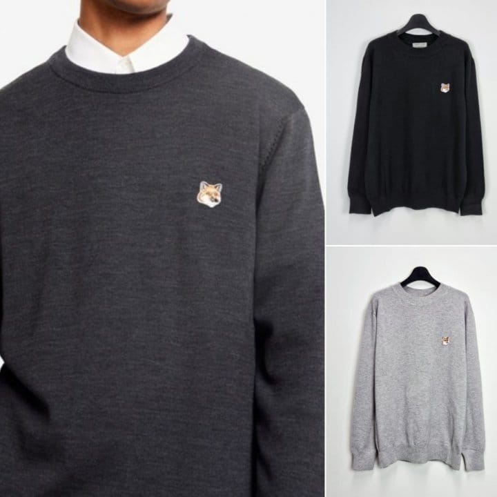 MAISON KITSUNE 메종키츠네 폭스헤드 라운드니트