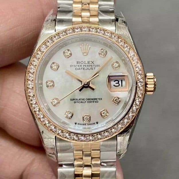ROLEX 로렉스 레이디 데이저스트 MOP 다이얼 다이아베젤 콤비 28mm 27917