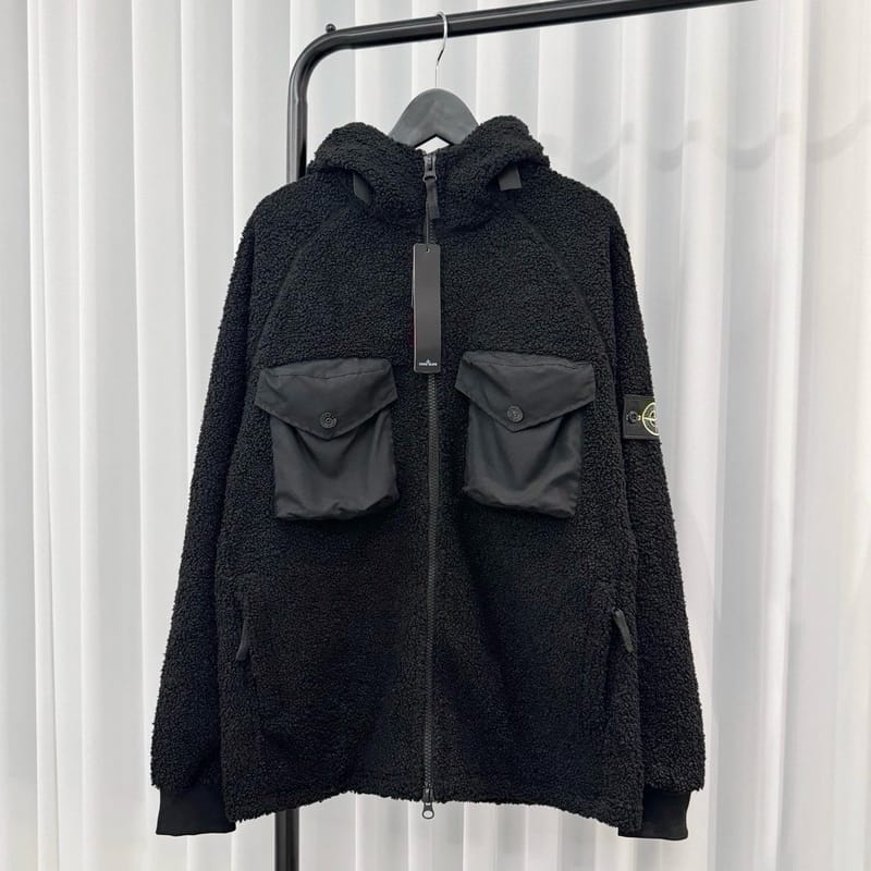 STONE ISLAND 스톤아일랜드 투포켓 플리스 후드집업
