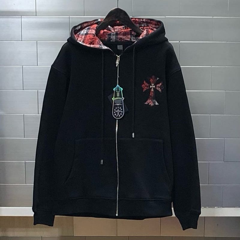CHROME HEARTS 크롬하츠 체크 크로스 후디집업