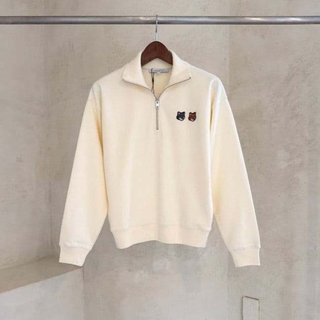 MAISON KITSUNE 메종키츠네 더블 폭스패치 하프 집업