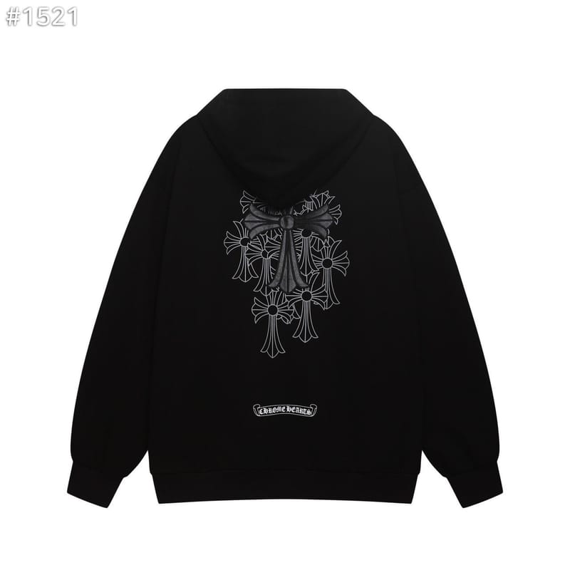 CHROME HEARTS 크롬하츠 대거 포인트 레더 크로스 후드 집업 자켓