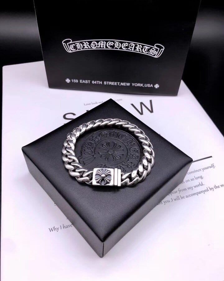 CHROME HEARTS 크롬하츠 남녀공용 925실버 십자가 라이트 팔찌 16~22cm