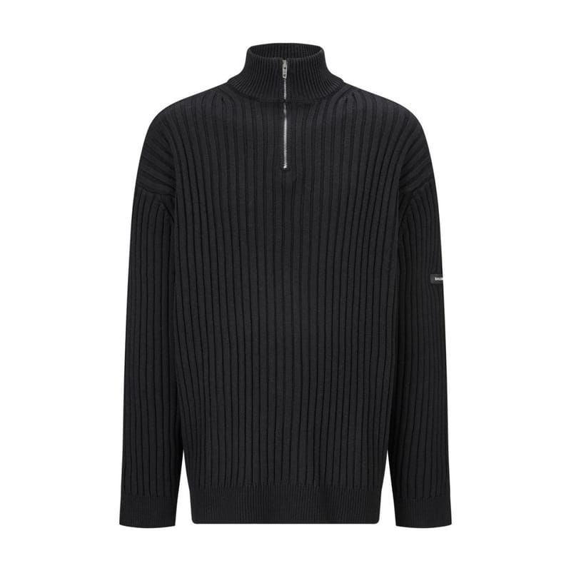 BALENCIAGA 발렌시아가 로고 패치 하프 집업 니트