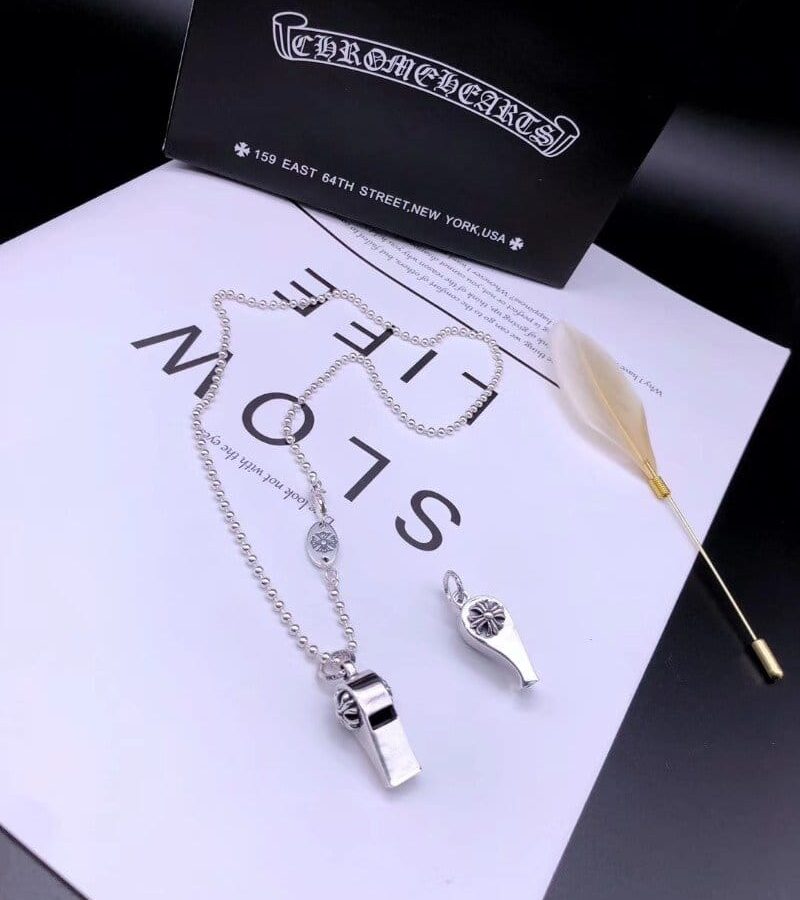 CHROME HEARTS 크롬하츠 남녀공용 925실버 호루라기 목걸이 65cm