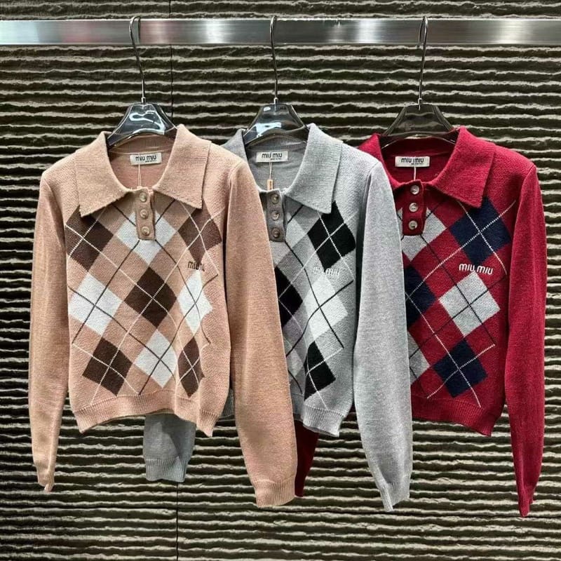 MIUMIU 미우미우 아가일 카라니트