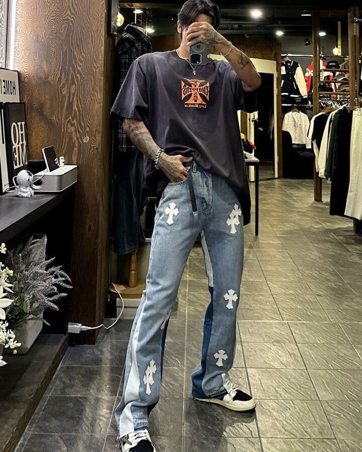 CHROME HEARTS 크롬하츠 멀티 크로스 배색 플레어 데님