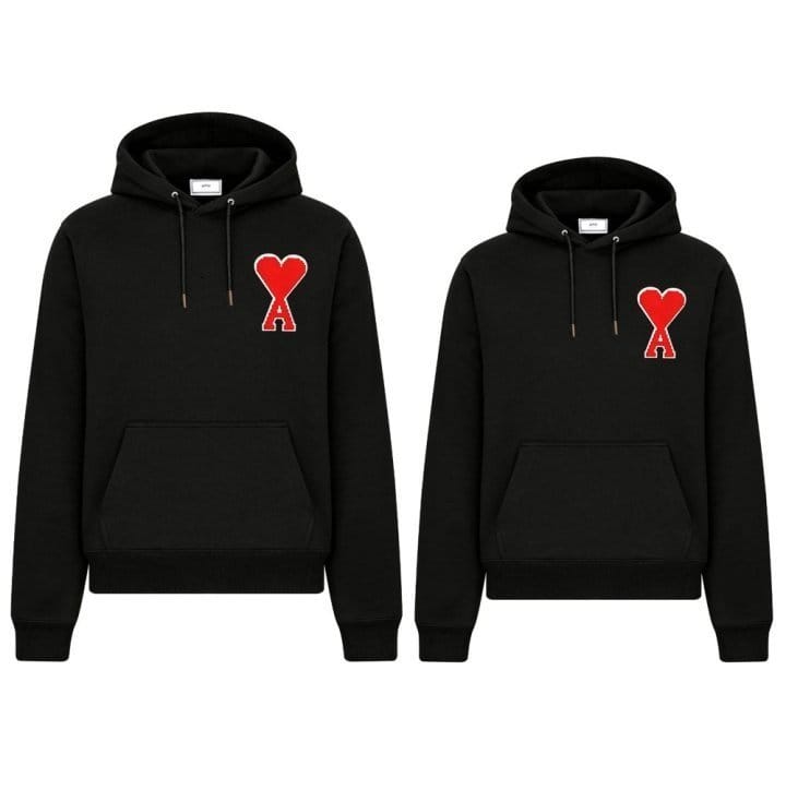 AMI 아미 레드 빅패치 후드티