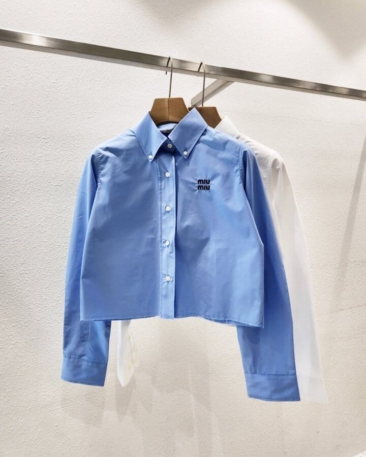 MIUMIU 미우미우 크롭 코튼 셔츠