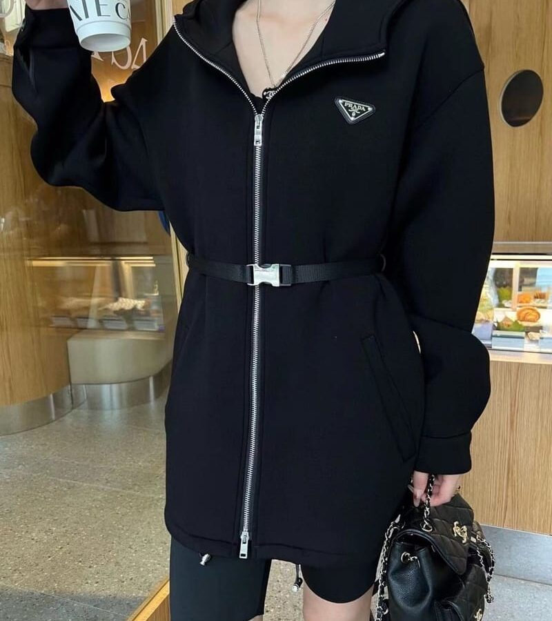 PRADA 프라다 후드나염 벨트집업