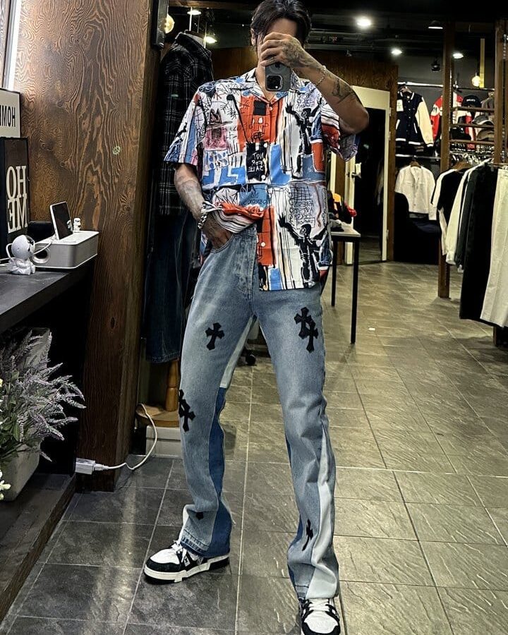 CHROME HEARTS 크롬하츠 멀티 크로스 배색 플레어 데님